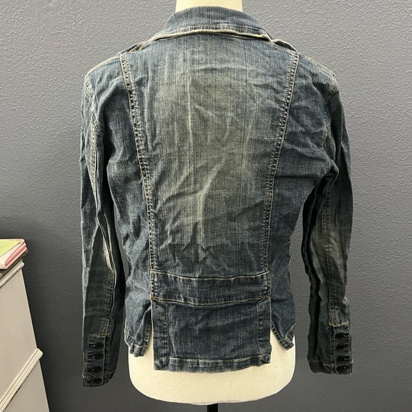 Vintage Y2K Hydraulic Rose Single Button Button Jean Jacket Sz M - Picture 2 of 6